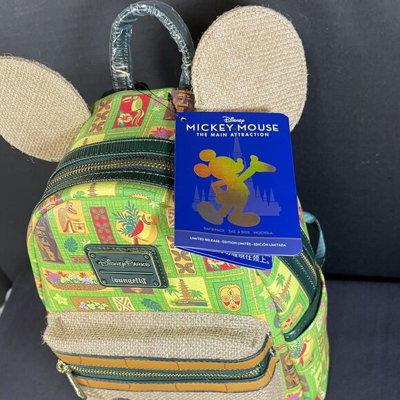 Disney Parks Loungefly Enchanted Tiki Room 2022 Green Mickey Icons Backpack NEW main image 10